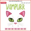 Vampurr Vampire Cat embroidered Halloween costume for women and girls, featuring a whimsical cat design on black fabric.