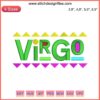 90s-style Virgo Zodiac embroidery design, colorful celestial motifs, perfect birthday gift for astrology enthusiasts.