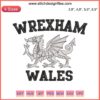 Wrexham Wales Football Embroidery Design: Soccer Dragon, Welsh Gifts, Green-Red Stitch on White Fabric, Sports Fan Accessory