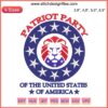 Conservative Lion Patriotic Embroidery Design featuring a fierce lion with American flag details for Patriot Party USA enthusiasts.