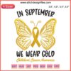 Gold embroidered Childhood Cancer Awareness design on September Wear, symbolizing support and awareness, with intricate patterns.