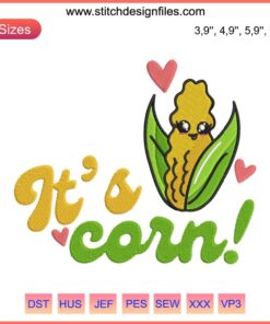 Cute Corn Embroidery Design Meme | Funny Corn Lovers Theme | Corn Embroidery Art | Unique Quilting Applique | Farm Hobby Embroidery