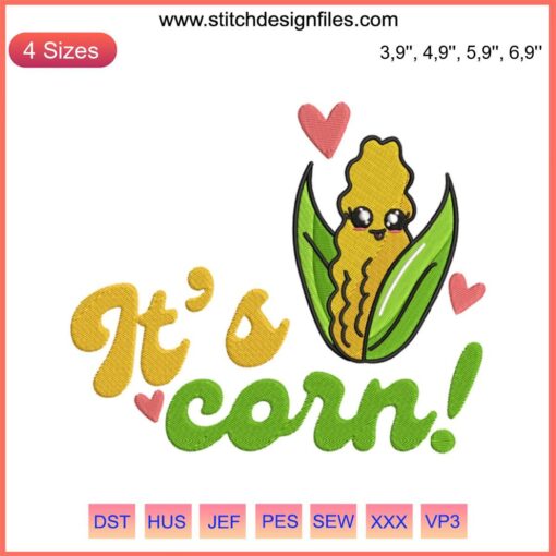 Cute Corn Embroidery Design Meme | Funny Corn Lovers Theme | Corn Embroidery Art | Unique Quilting Applique | Farm Hobby Embroidery