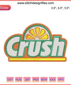 Crush Orange Embroidery | Retro Soda Machine Design | Vintage Crush Drink Logo | Digital Embroidery File