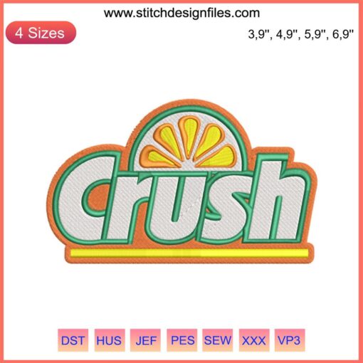 Crush Orange Embroidery | Retro Soda Machine Design | Vintage Crush Drink Logo | Digital Embroidery File