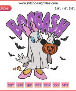 "Daisy Ghost Mickey Pumpkin Embroidery: Daisy Duck in Boo Bash Disney Halloween Design, Mickey Pumpkin, Spooky Festive Art"