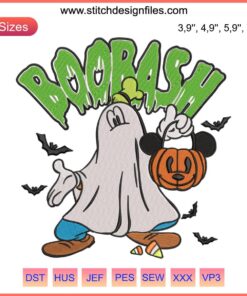 Goofy Ghost Mickey Pumpkin Bat Embroidery Design | Disney Halloween Boo Bash Machine Embroidery | Spooky Fun Theme
