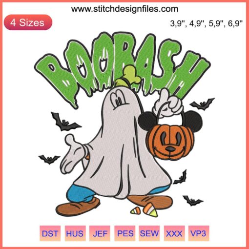 Goofy Ghost Mickey Pumpkin Bat Embroidery Design | Disney Halloween Boo Bash Machine Embroidery | Spooky Fun Theme
