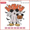 Disney Mickey Boo Bash embroidery with mouse, ghost, pumpkin, and bat; perfect for spooky Halloween designs.