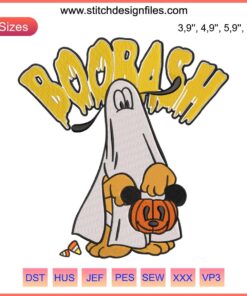 Pluto Disney Boo Bash Halloween Embroidery Design: Pluto as a cute ghost, perfect for festive machine embroidery projects.