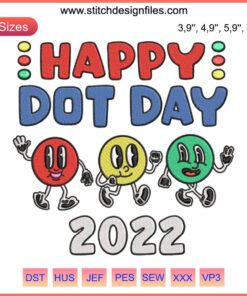 Colorful embroidery with vibrant dots celebrates International Dot Day 2022, ideal kids gift design.