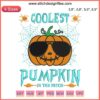 Funny Pumpkin Halloween Embroidery Design: Coolest pumpkin wearing sunglasses, vibrant stitches, festive decor.
