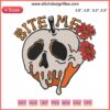 "Bite Me Skull Poison Apple Halloween Embroidery: Floral Gift Design File featuring spooky skull apple motif"