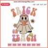 Retro Floral Ghost Embroidery: Groovy Halloween Trick Or Teach Spooky Teacher Design