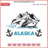 "Alaska 2022 Cruise Family Embroidery Design: Scenic whale, ship, and mountains. Ideal machine pattern for vacation memories."