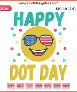 "International Dot Day embroidery design featuring colorful dots and playful patterns; perfect cute gift for kids."