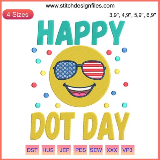 "International Dot Day embroidery design featuring colorful dots and playful patterns; perfect cute gift for kids."