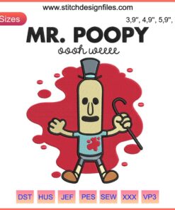 Rick and Morty Mr. Poopy Oooh Weee Embroidery Design File, Machine-Ready, TV Series Character, DIY Craft Project