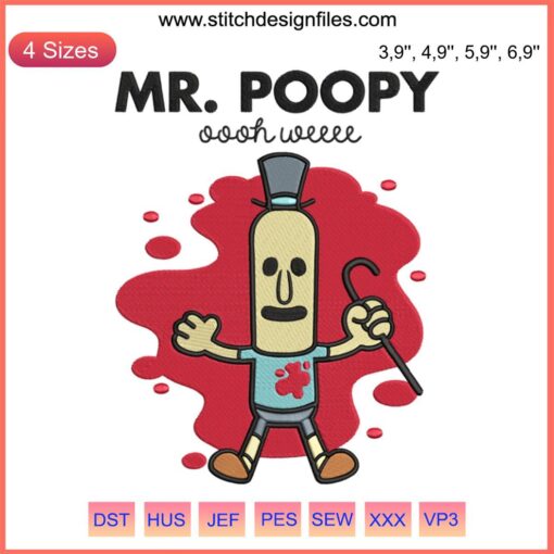 Rick and Morty Mr. Poopy Oooh Weee Embroidery Design File, Machine-Ready, TV Series Character, DIY Craft Project