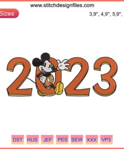 Waving Mickey Mouse embroidery design for 2023 Disney 100th Anniversary, New Year digital file. Celebrate with this iconic design.