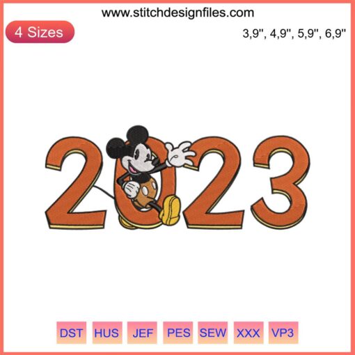 Waving Mickey Mouse embroidery design for 2023 Disney 100th Anniversary, New Year digital file. Celebrate with this iconic design.