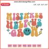 Retro-style embroidery design with "Mistakes Help Us Grow" slogan, perfect for teacher back-to-school machine embroidery projects.