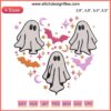 Adorable ghost heart embroidery design with "Trick or Teach" slogan, perfect for Halloween crafts and spooky decoration.