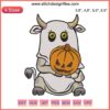 Ghost cow embroidery design with humor; ideal for Halloween cow enthusiasts. Keywords: funny ghost cow design, Halloween embroidery.