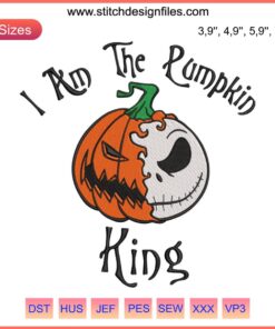 Jack Skellington Pumpkin King Halloween Embroidery Design File - Spooky Pumpkin Monster Theme