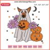 Cute Dog Ghost Halloween Embroidery with Pumpkin, Spooky & Adorable DIY Design, Perfect for Festive Crafts & Gifts