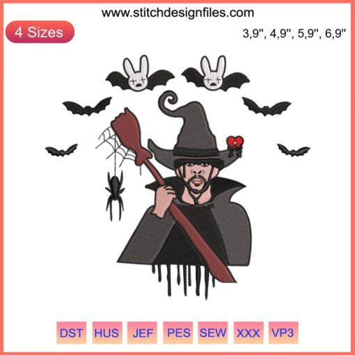 Bad Bunny Un Halloween Sin Ti Embroidery: Festive Un Verano Sin Ti design featuring Halloween themes.