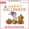 Cute Halloween embroidery featuring a cat dressed as a witch with a pumpkin, perfect for kids' Halloween crafts.
