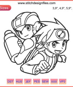 Mega Man Battle Network Embroidery File: Detailed Video Game Machine Design, Pixel Art, Embroidery Design, Digital Download