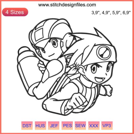 Mega Man Battle Network Embroidery File: Detailed Video Game Machine Design, Pixel Art, Embroidery Design, Digital Download