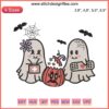 "Adorable Retro Ghosts Embroidery: Groovy Halloween Gift Design with Colorful, Vintage-style Ghost Patterns for Festive Decor."