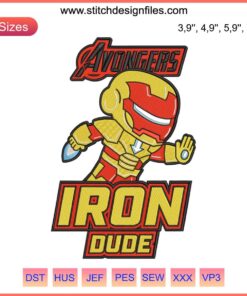 Chibi Iron Man Embroidery Design | Avengers | Avongers Iron Dude | Marvel Superhero Stitch Pattern
