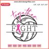 Volleyball Pink Ribbon Breast Cancer Awareness Embroidery Design - Together We Fight Text, Sports and Hope Theme.