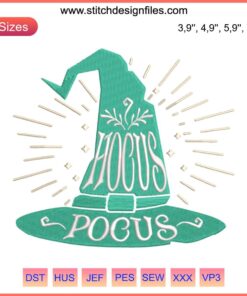 Witch Hat Embroidery Design: Hocus Pocus 2022 | Halloween Decor | Spooky Sewing Pattern | Unique Crafting Accessory