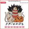 Cats Squad Spooky Pumpkin Embroidery: Friends Halloween Design with Feline Characters and Festive Pumpkins.