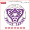 Globo Gym Purple Cobras embroidered logo design for dodgeball, featuring a stylized cobra and gym-themed elements.