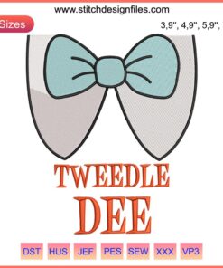 Matching Tweedle Dee Tweedle Dum Costume Embroidery Design for Couples Halloween - Vibrant Red and Yellow Accessories Included