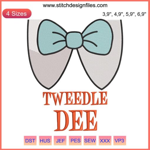 Matching Tweedle Dee Tweedle Dum Costume Embroidery Design for Couples Halloween - Vibrant Red and Yellow Accessories Included