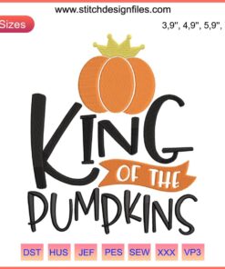 Stylish pumpkin crown embroidery design for Halloween, featuring intricate details. Perfect for festive home decor and crafts.