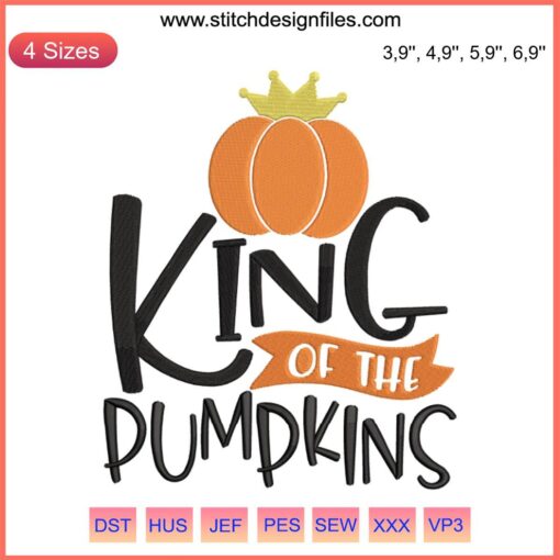 Stylish pumpkin crown embroidery design for Halloween, featuring intricate details. Perfect for festive home decor and crafts.