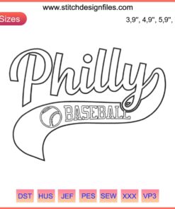Philadelphia Phillies Baseball Embroidery Design: Stylized Logo, Phillies Colors, Sports Fan, Philly Team Spirit Accessory