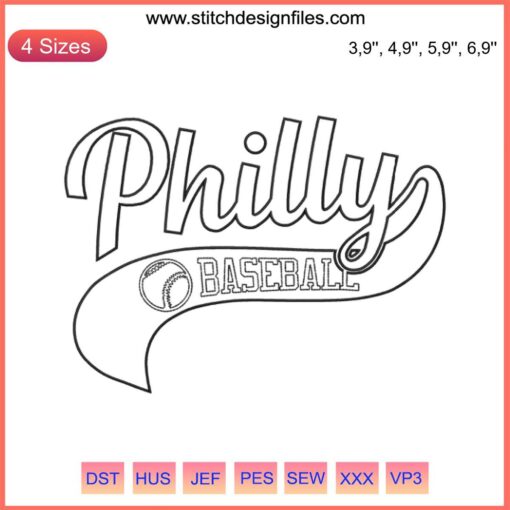 Philadelphia Phillies Baseball Embroidery Design: Stylized Logo, Phillies Colors, Sports Fan, Philly Team Spirit Accessory