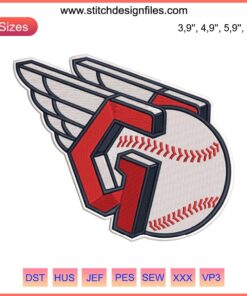 Cleveland Guardians MLB Embroidery File: Detailed baseball logo design for machine embroidery, perfect for fans and crafters.