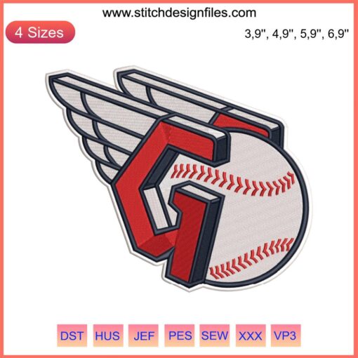 Cleveland Guardians MLB Embroidery File: Detailed baseball logo design for machine embroidery, perfect for fans and crafters.