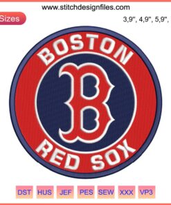 Boston Red Sox Embroidery Design | MLB Baseball Logo | Digital Download Machine Embroidery File
