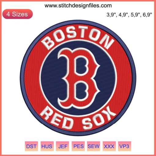 Boston Red Sox Embroidery Design | MLB Baseball Logo | Digital Download Machine Embroidery File
